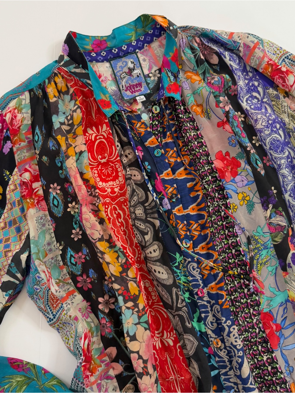 Johnny Was Shirt Womens Small 100% Silk Treble Sofia Button Up Boho - Picture 3 of 8